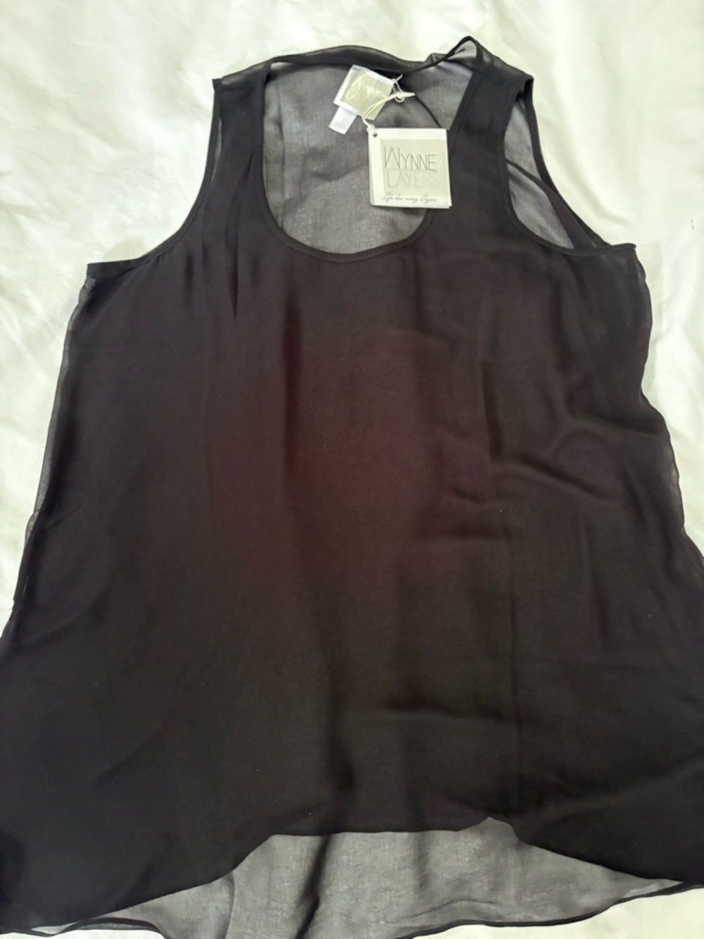 Vivienne Tam Black Sheer Scoop Neck Sleeveless Camisole